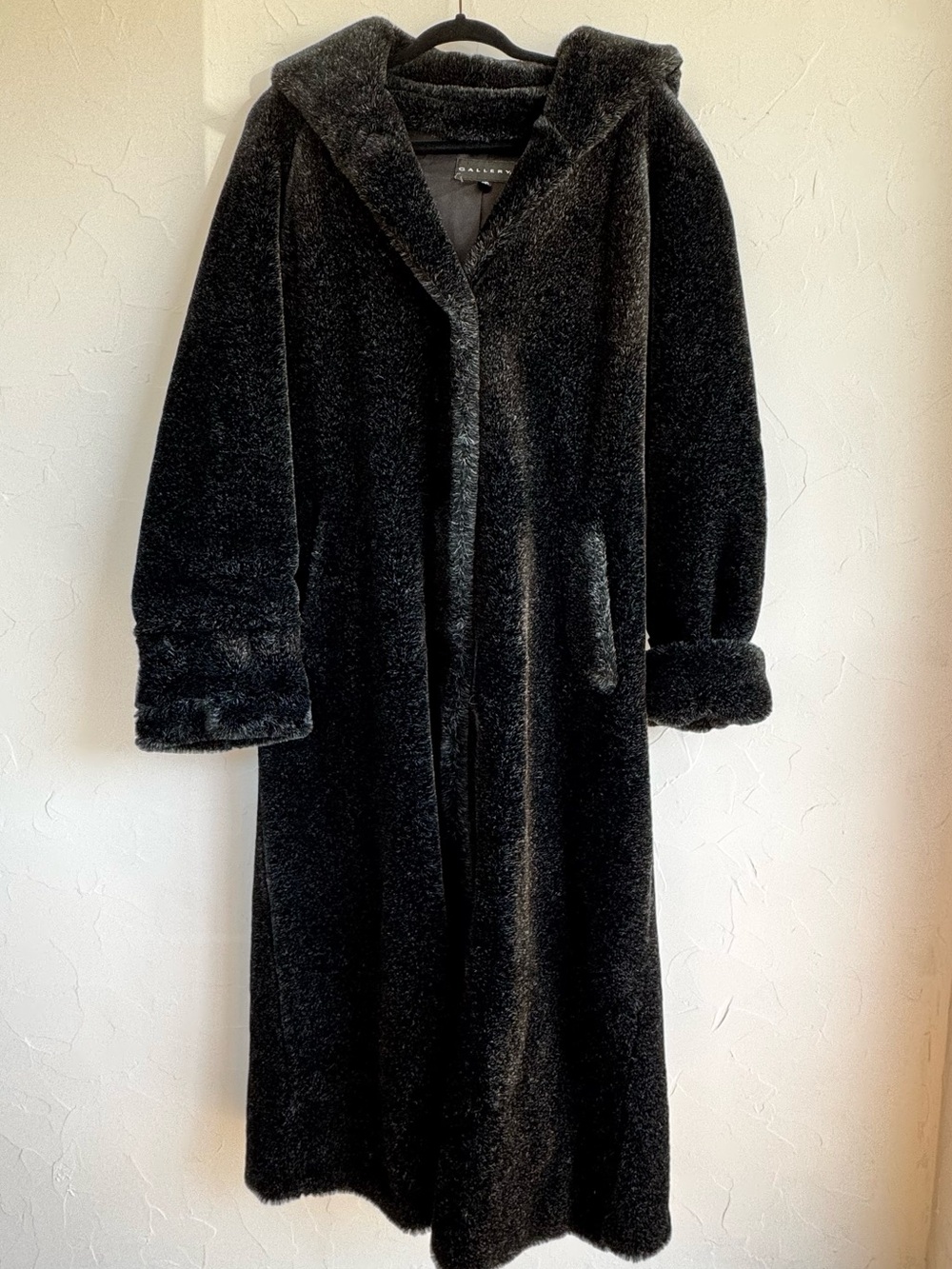 Vintage Faux Fur Maxi Coat — Black/ white (Gallery, Made in USA)